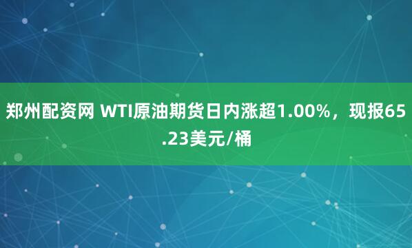 郑州配资网 WTI原油期货日内涨超1.00%，现报65.23美元/桶